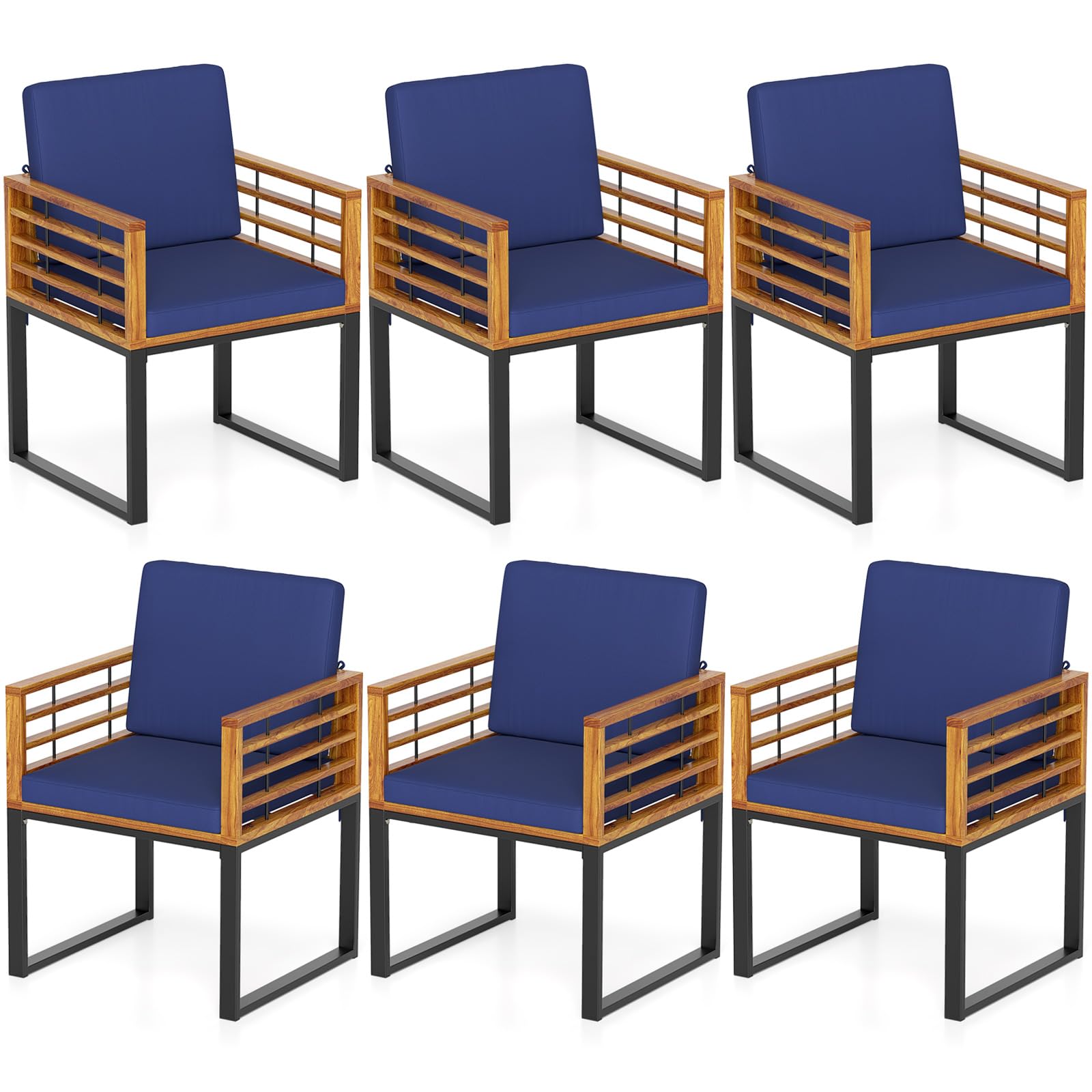 Tangkula Patio Dining Chairs Set of 6 for Backyard